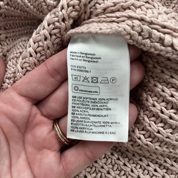 Divided H&M Women Cable Knit Sweater XS Dusty Pink Cropped Crew Neck Long Sleeve - Picture 5 of 5